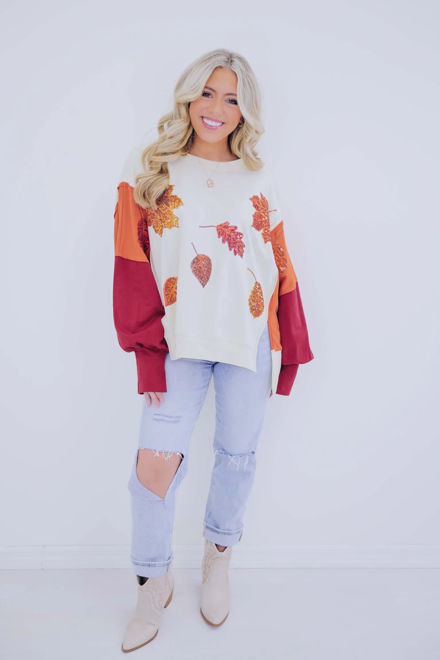 Happy Fall Ya'll Sequin Embellished Top