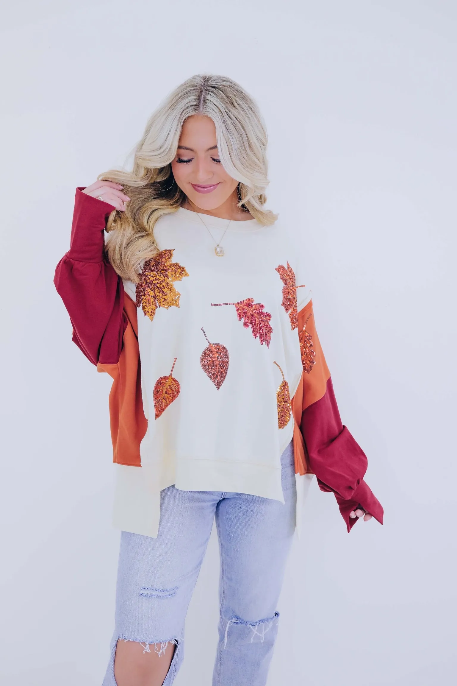 Happy Fall Ya'll Sequin Embellished Top