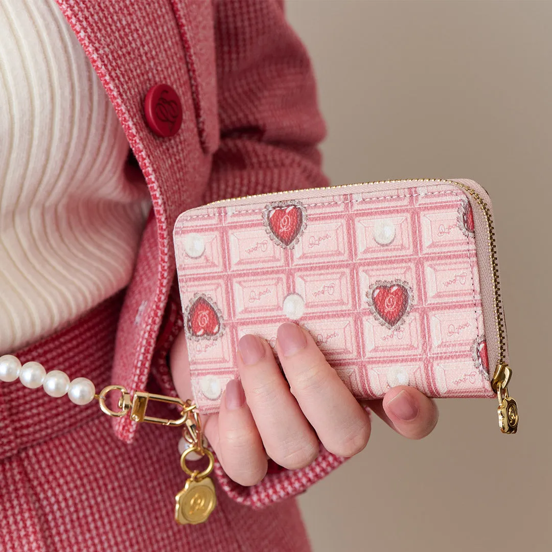 Heart Strawberry Chocolate Compact Zip Around Wallet【Japan Jewelry】