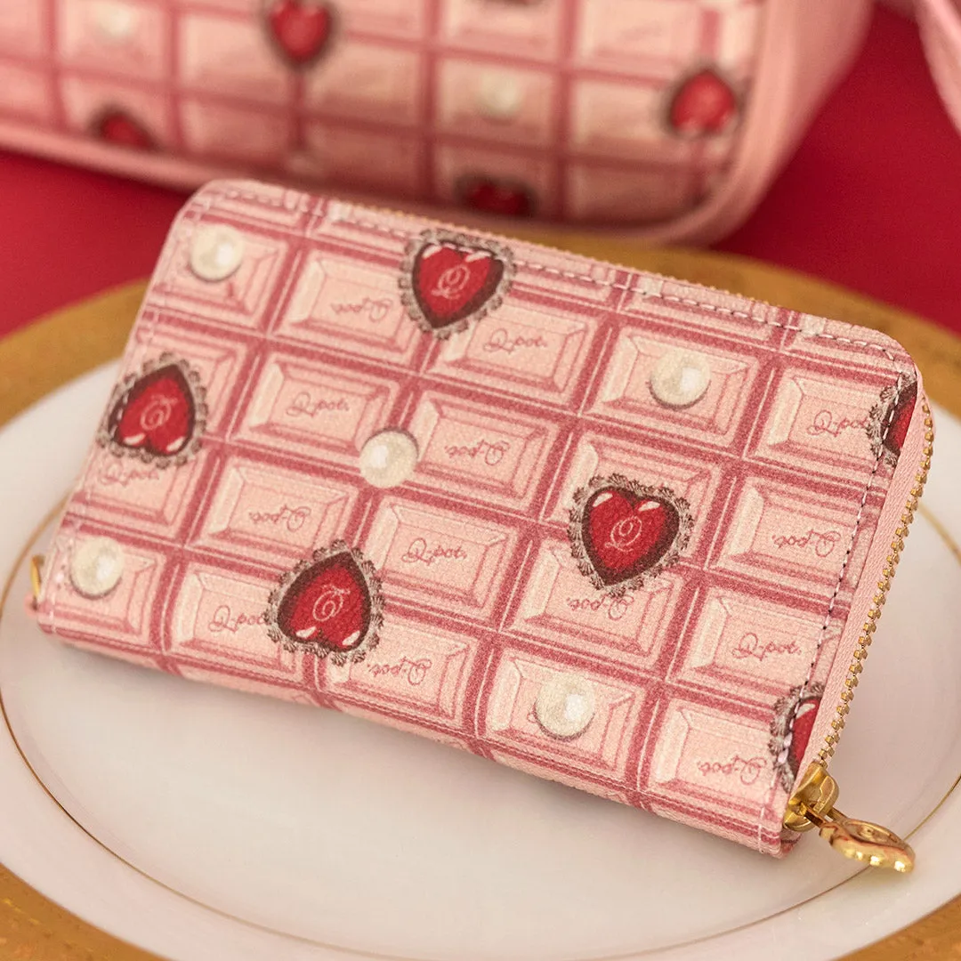 Heart Strawberry Chocolate Compact Zip Around Wallet【Japan Jewelry】