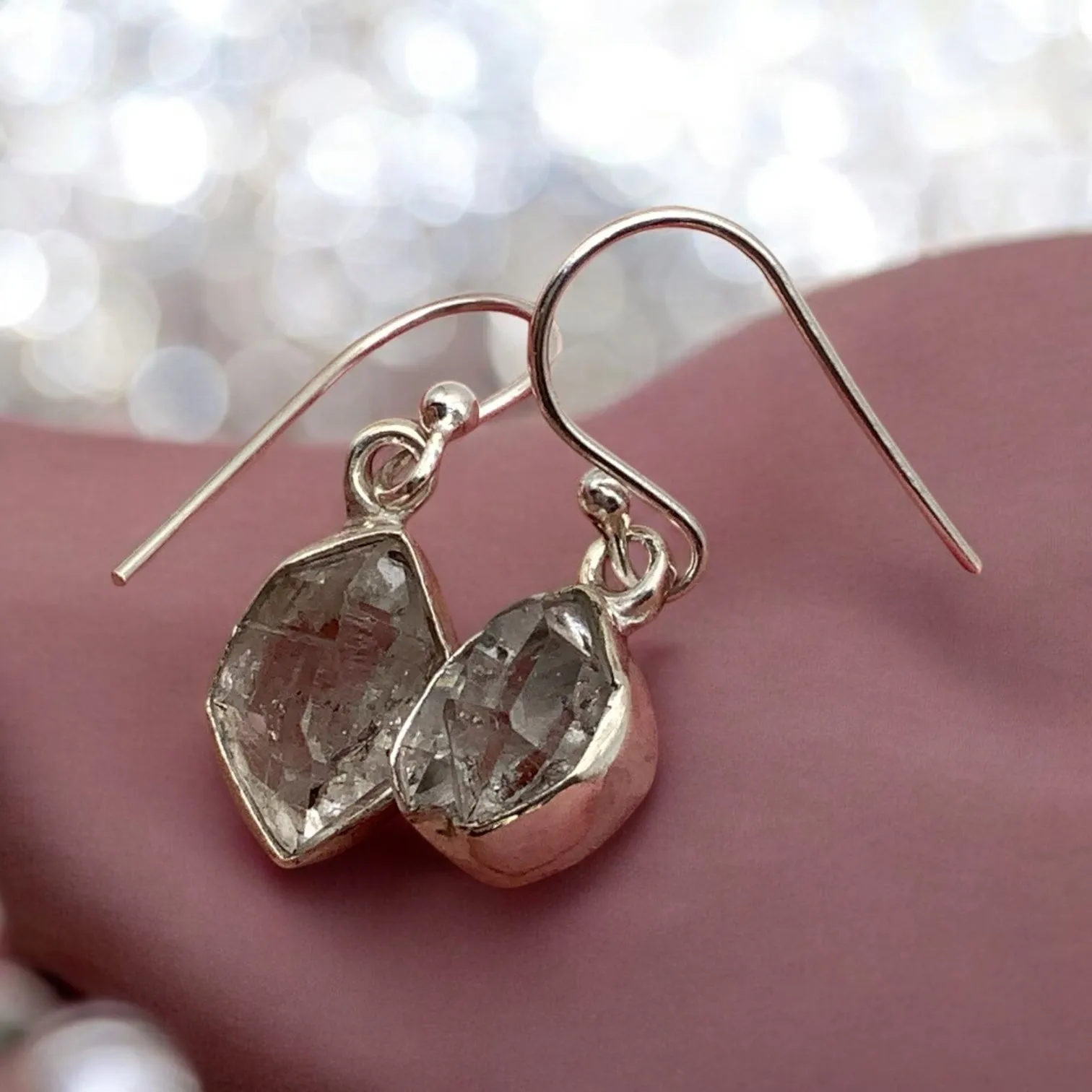 Herkimer Diamond Solid 925 Sterling Silver Earrings