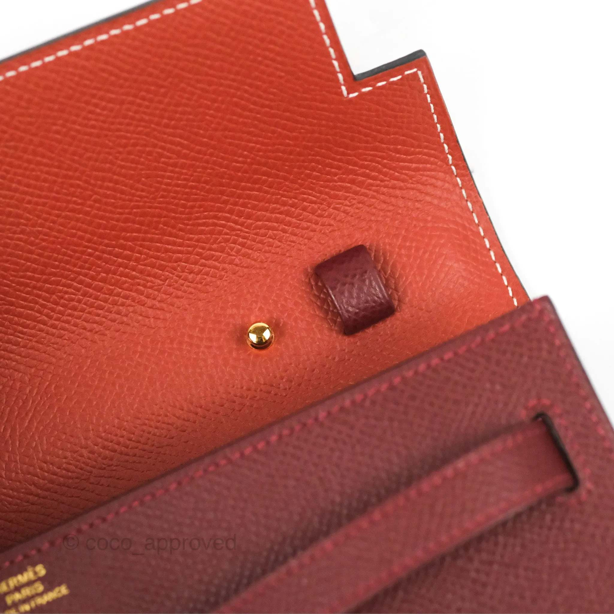 Hermès Kelly To Go Wallet Rouge H/ Brick Epsom Gold Hardware