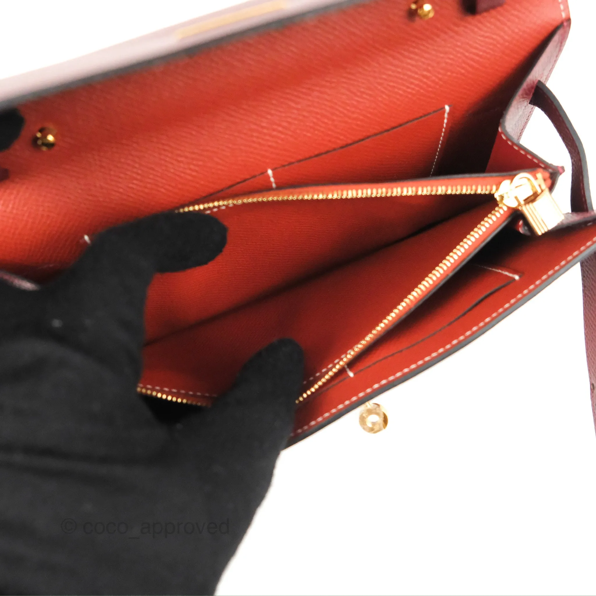 Hermès Kelly To Go Wallet Rouge H/ Brick Epsom Gold Hardware