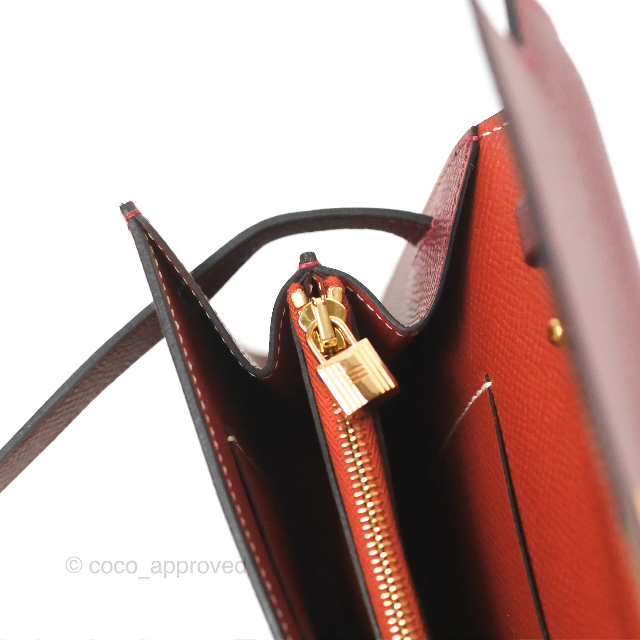 Hermès Kelly To Go Wallet Rouge H/ Brick Epsom Gold Hardware