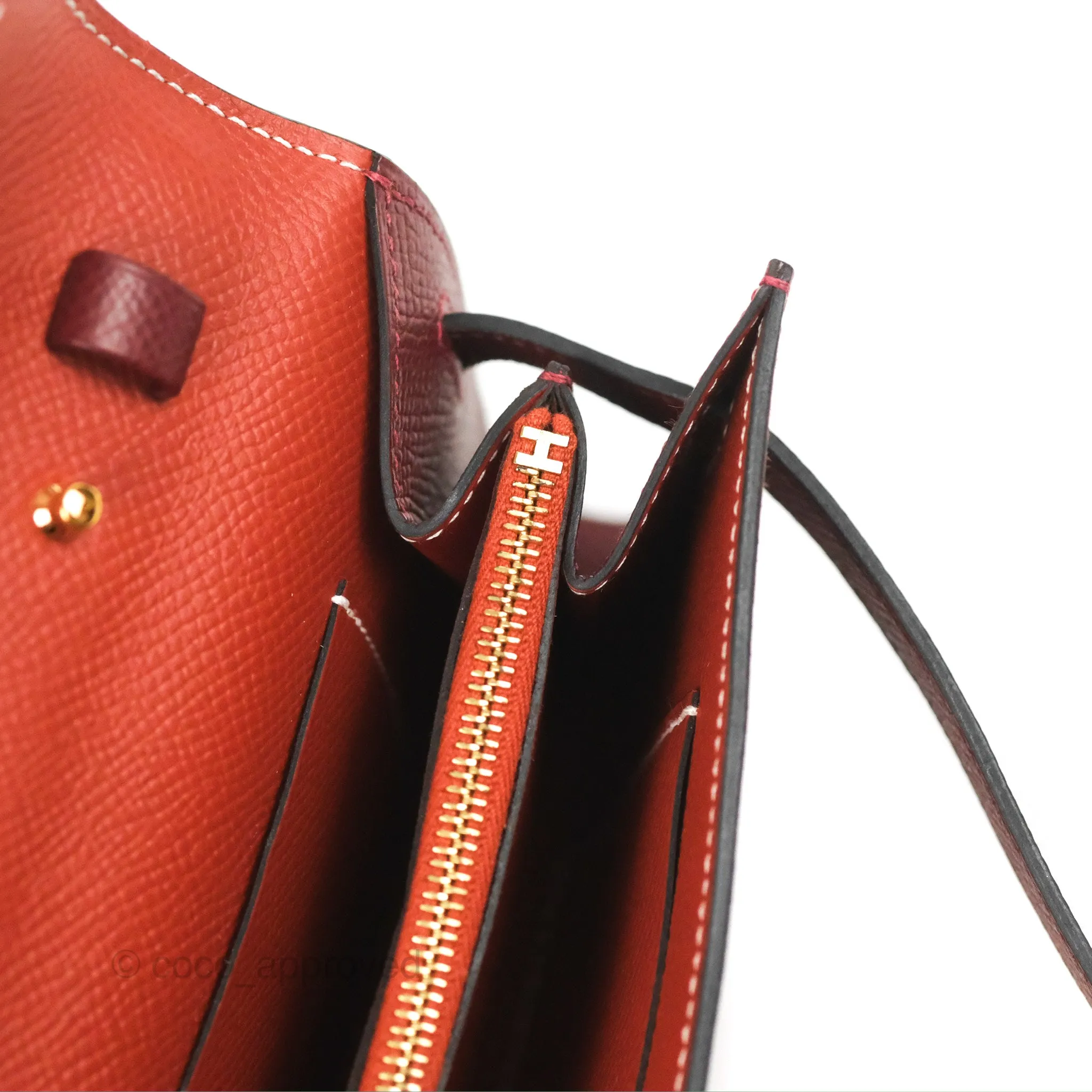 Hermès Kelly To Go Wallet Rouge H/ Brick Epsom Gold Hardware