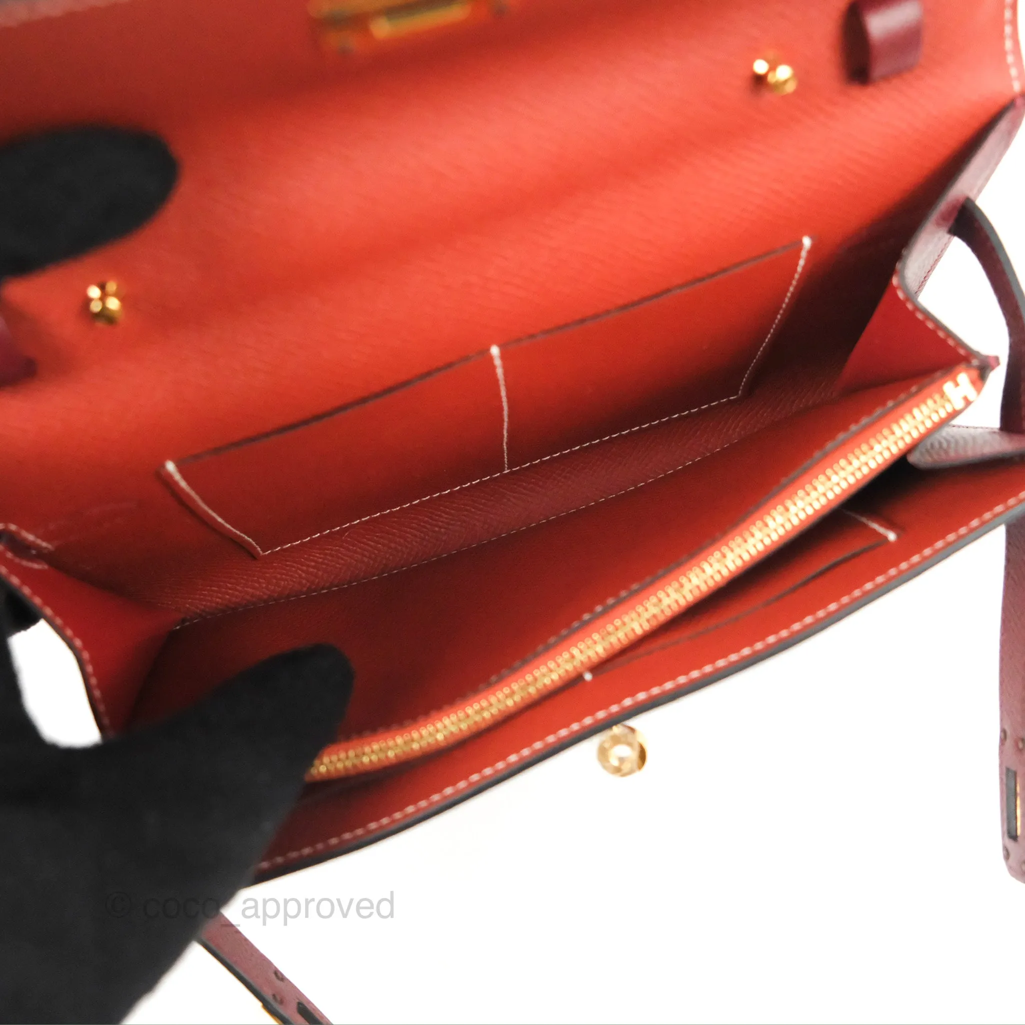 Hermès Kelly To Go Wallet Rouge H/ Brick Epsom Gold Hardware