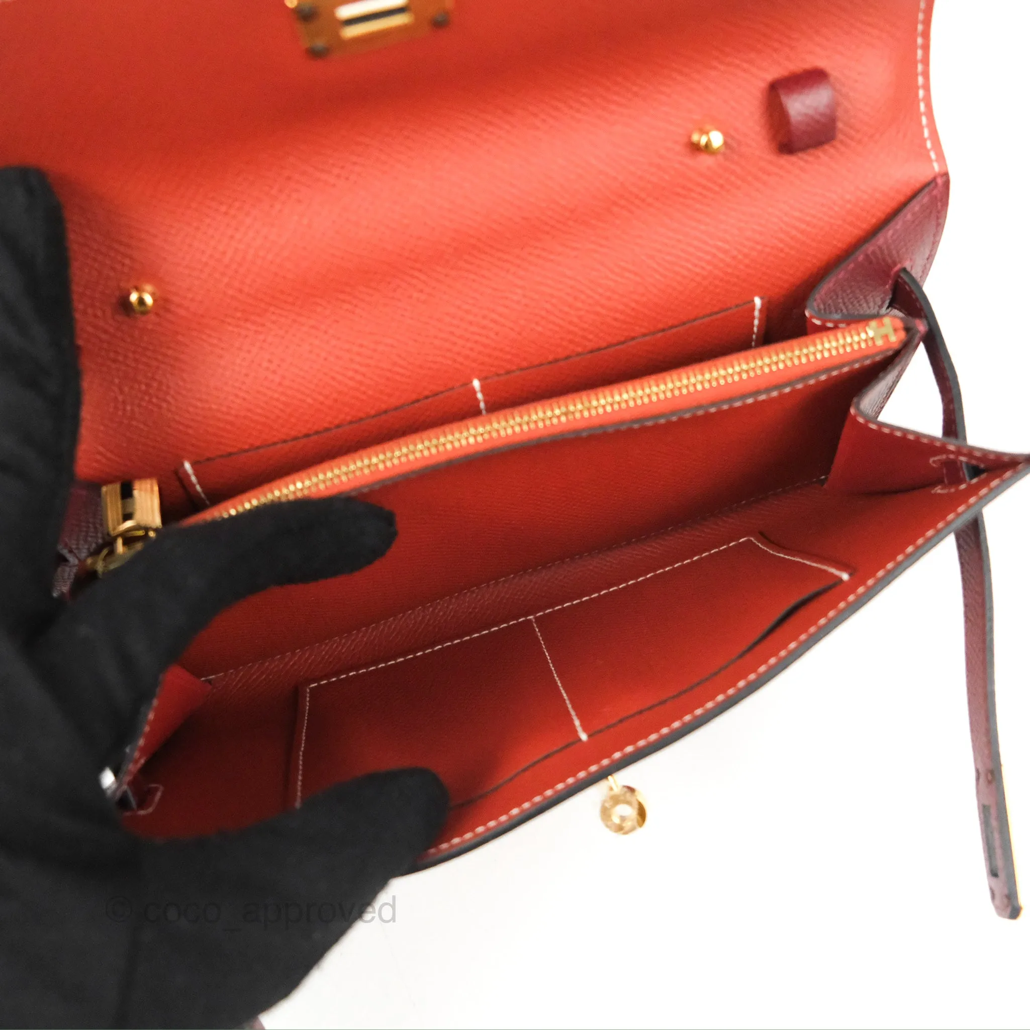 Hermès Kelly To Go Wallet Rouge H/ Brick Epsom Gold Hardware