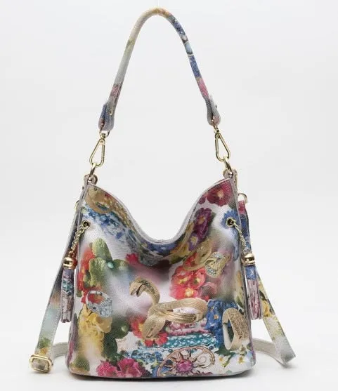 High Class Shiny Floral REAL LEATHER Women Handbags Bags Fashion 2019 New Genuine Cow Leather Blossom Designer Bag