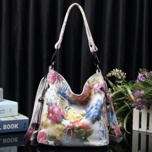 High Class Shiny Floral REAL LEATHER Women Handbags Bags Fashion 2019 New Genuine Cow Leather Blossom Designer Bag