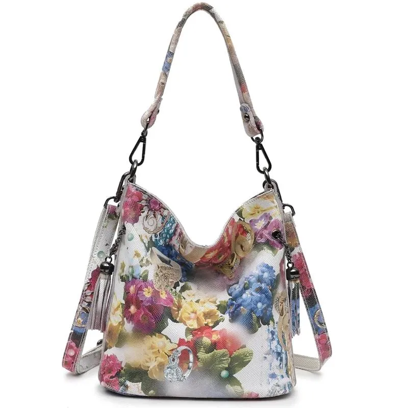 High Class Shiny Floral REAL LEATHER Women Handbags Bags Fashion 2019 New Genuine Cow Leather Blossom Designer Bag