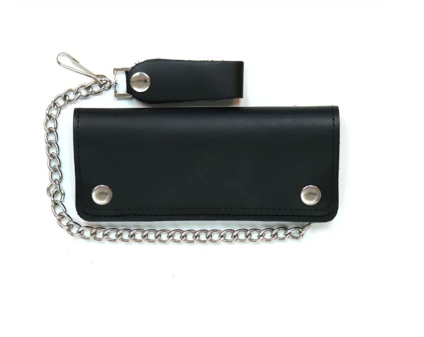 Hot Leathers - 5 Pocket Bi-Fold Leather Wallet w/Chain