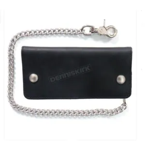 Hot Leathers - 7" Tri-Fold Leather Wallet w/Chain