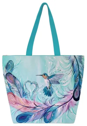 HUMMINGBIRD FEATHERS TOTE BAG