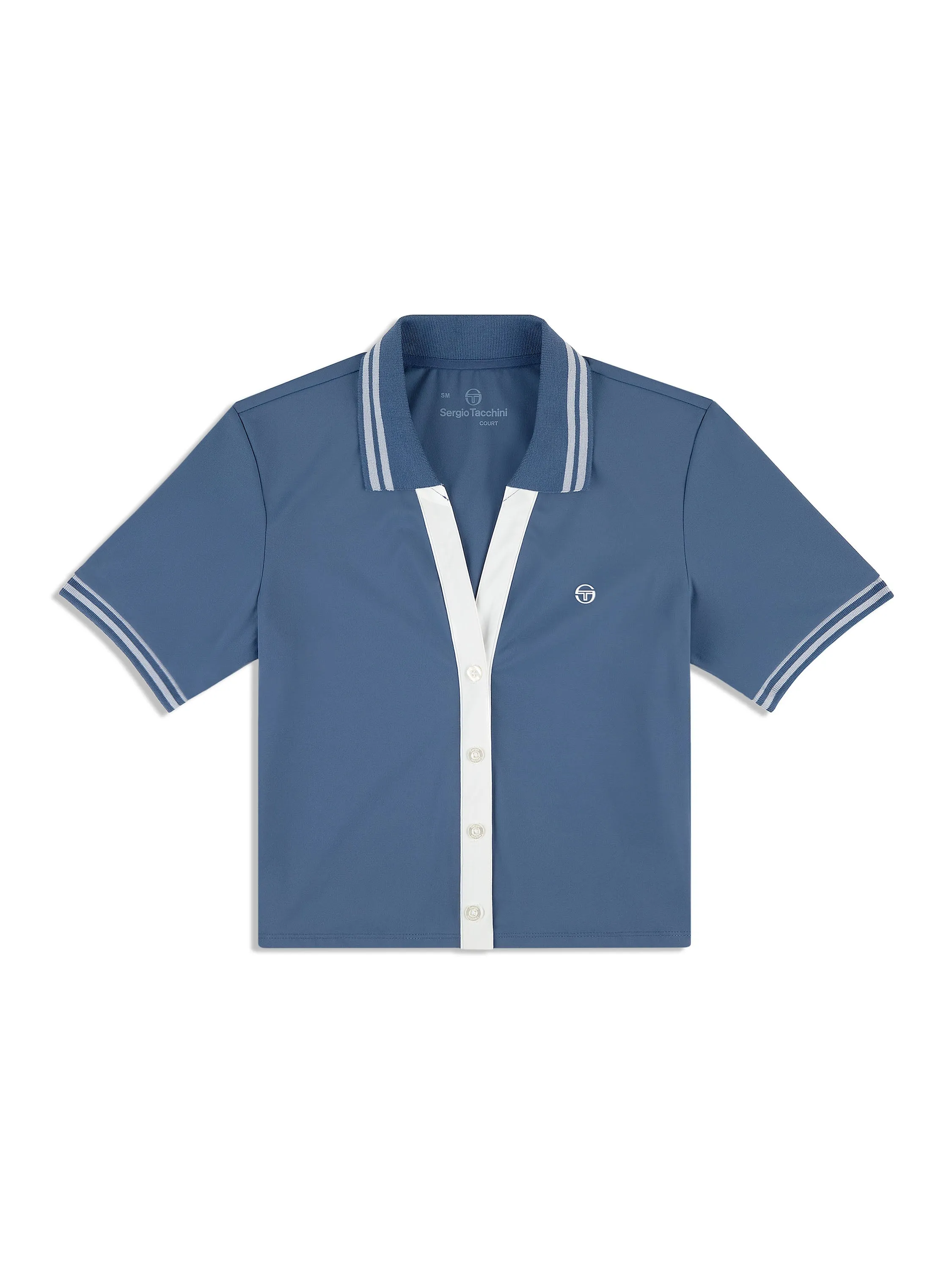 Idalia Cropped Polo- Blue Indigo