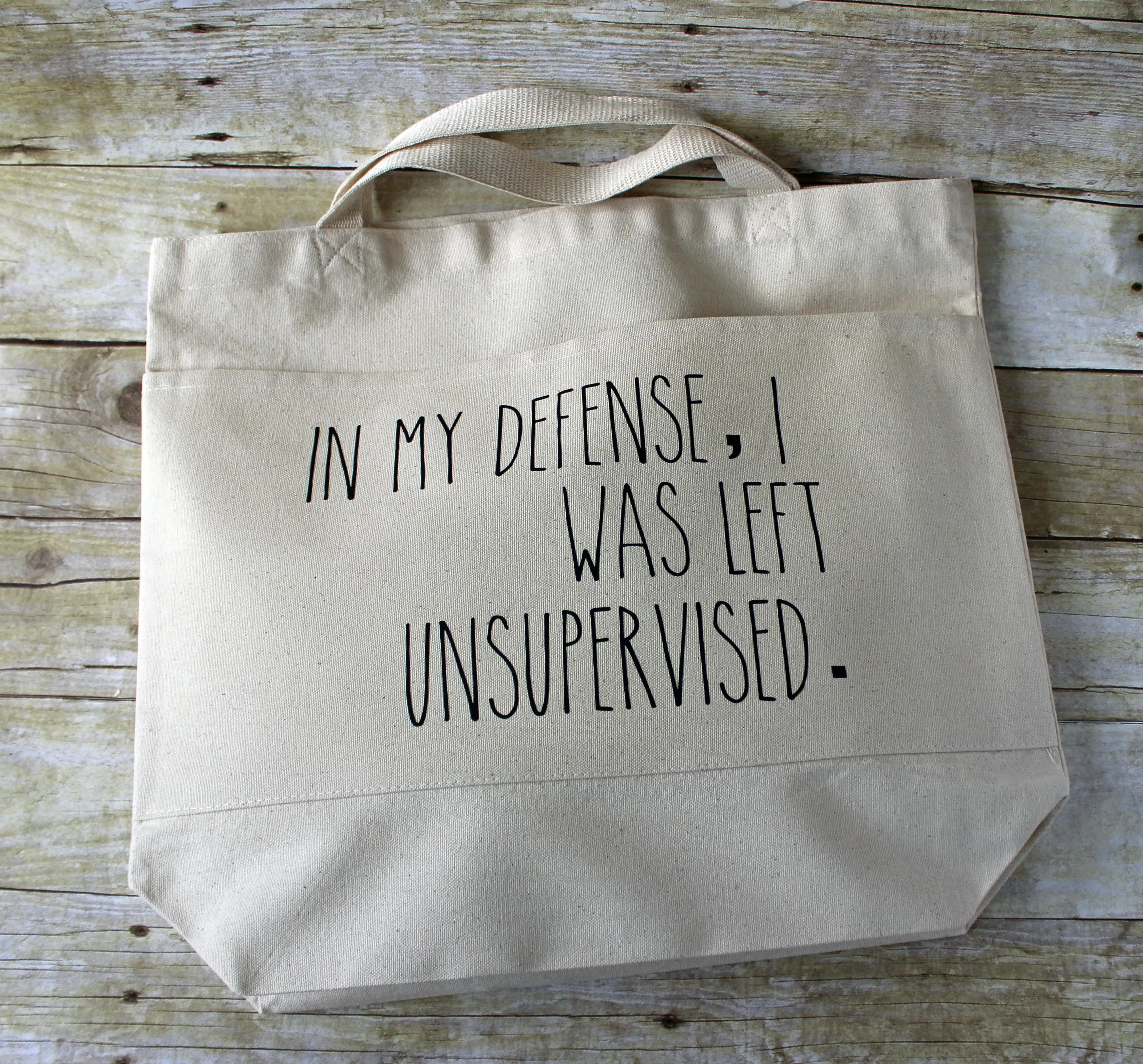 in my defense, i was left unsupervised - tote bag