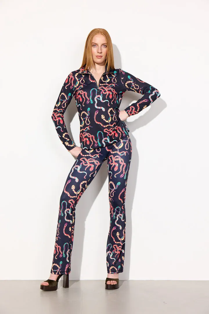 inga Zipper Blouse - Black snake Art Print