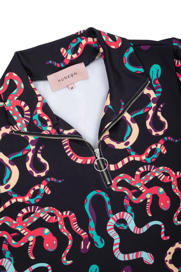 inga Zipper Blouse - Black snake Art Print