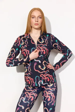 inga Zipper Blouse - Black snake Art Print