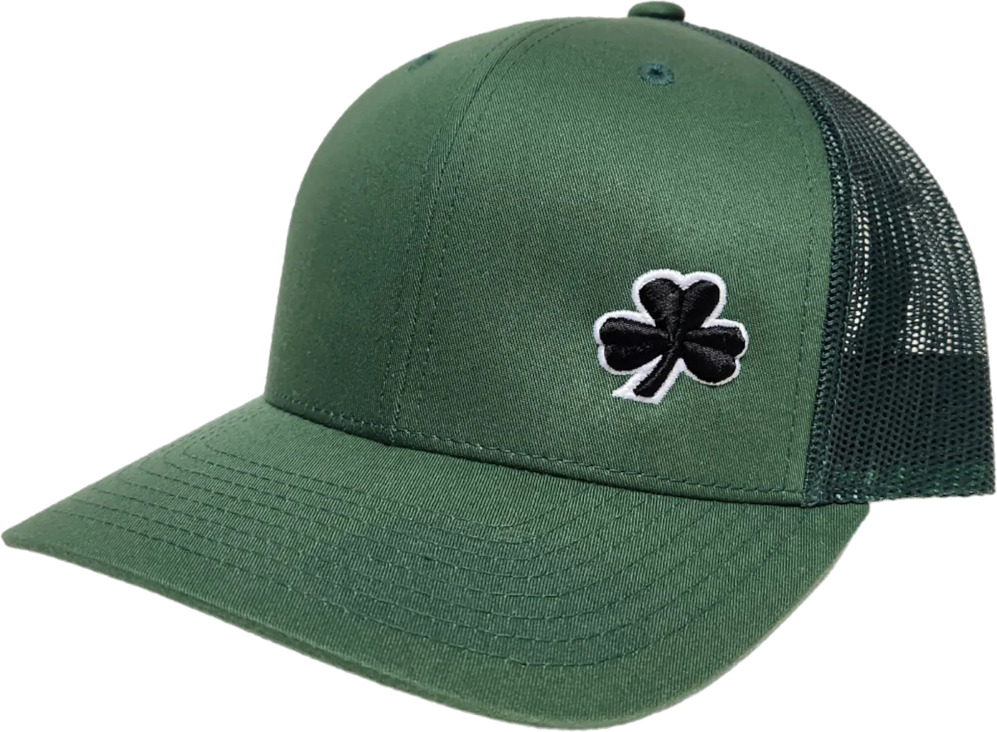 Irish Trucker Cap Gothic Clover Fls Evergreen
