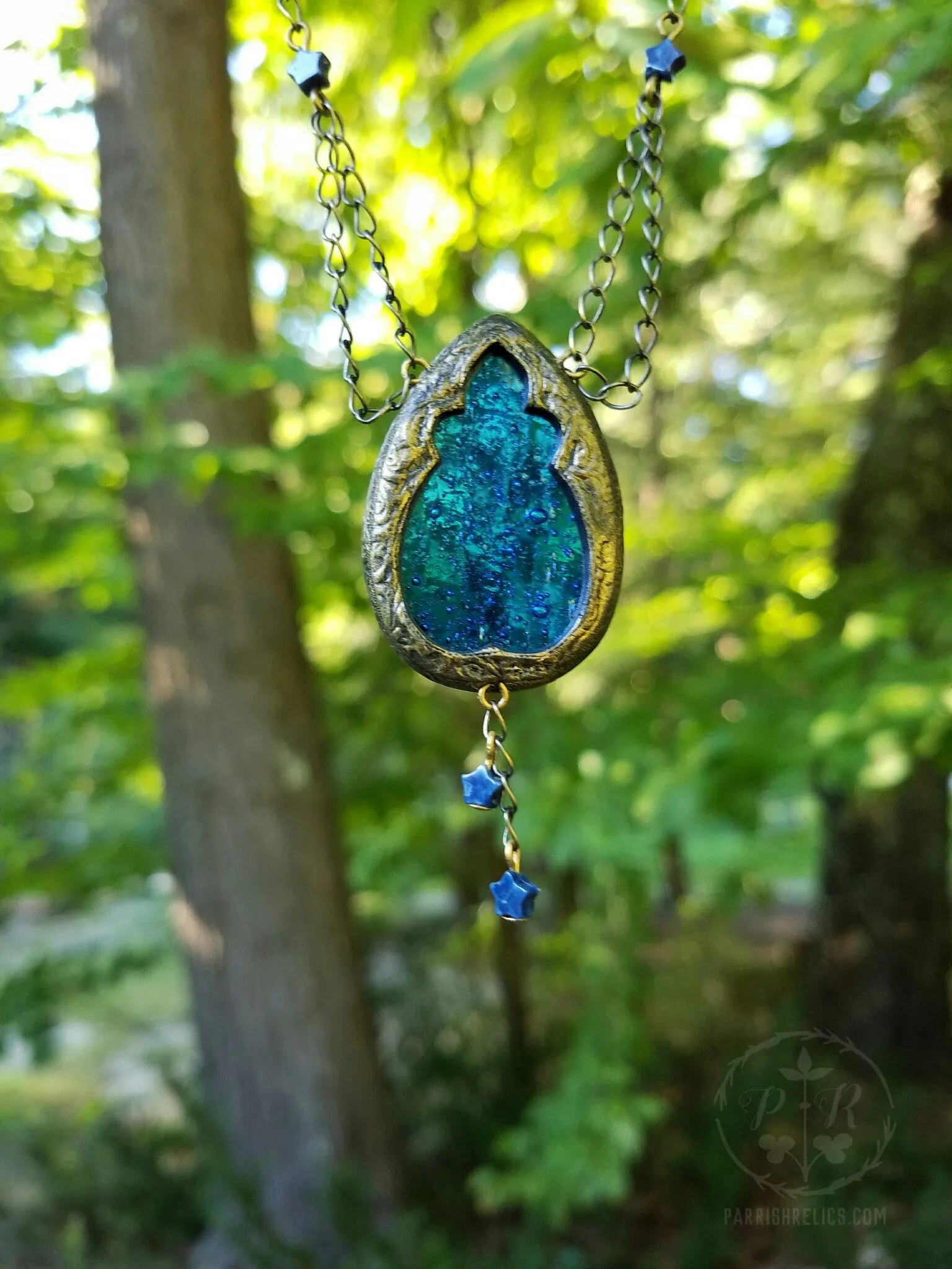 Isabella's Stars ~ Stained Glass Gothic Arch Amulet