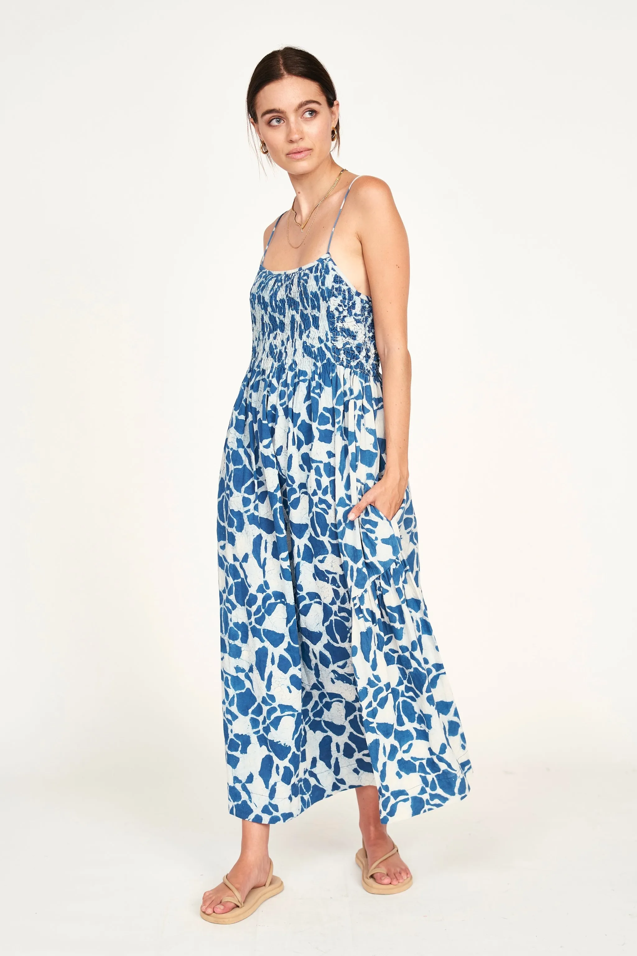 Janeiro Dress in Indigo Crackle