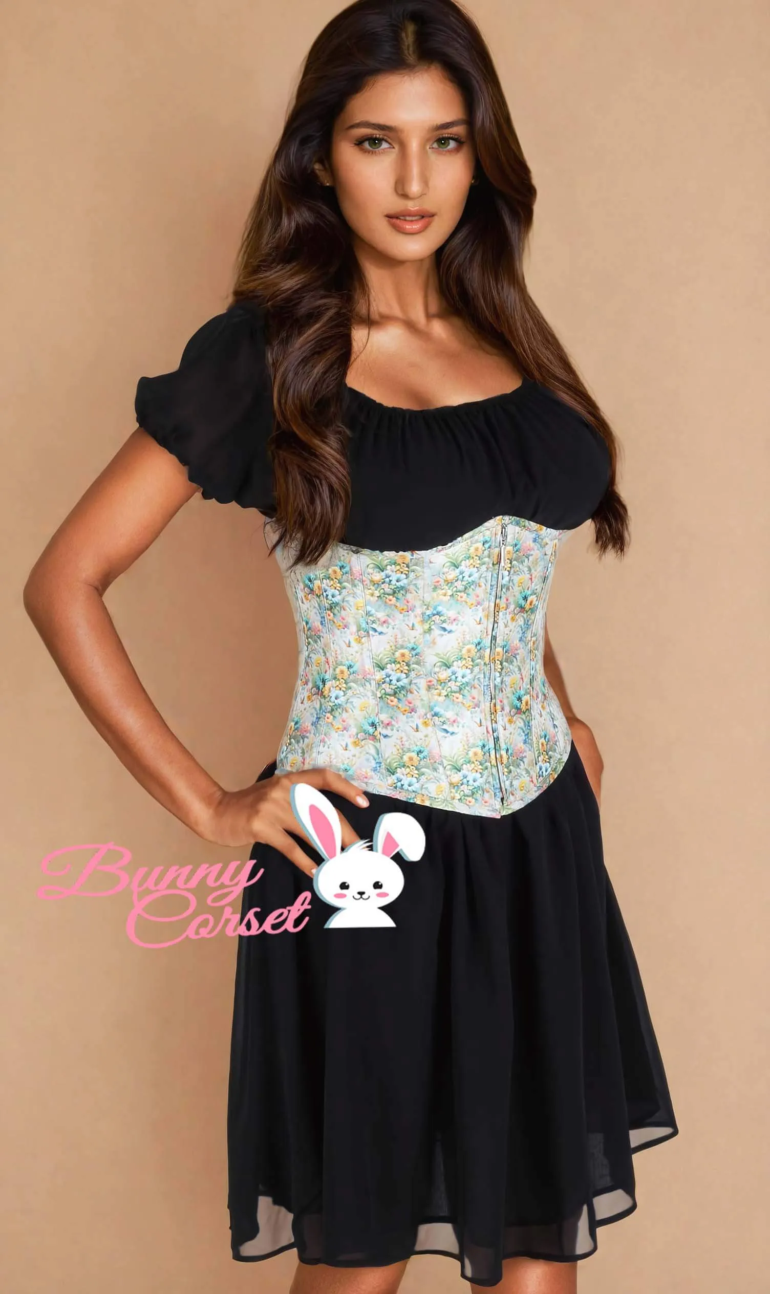 Jeanae Underbust Floral Print Corset
