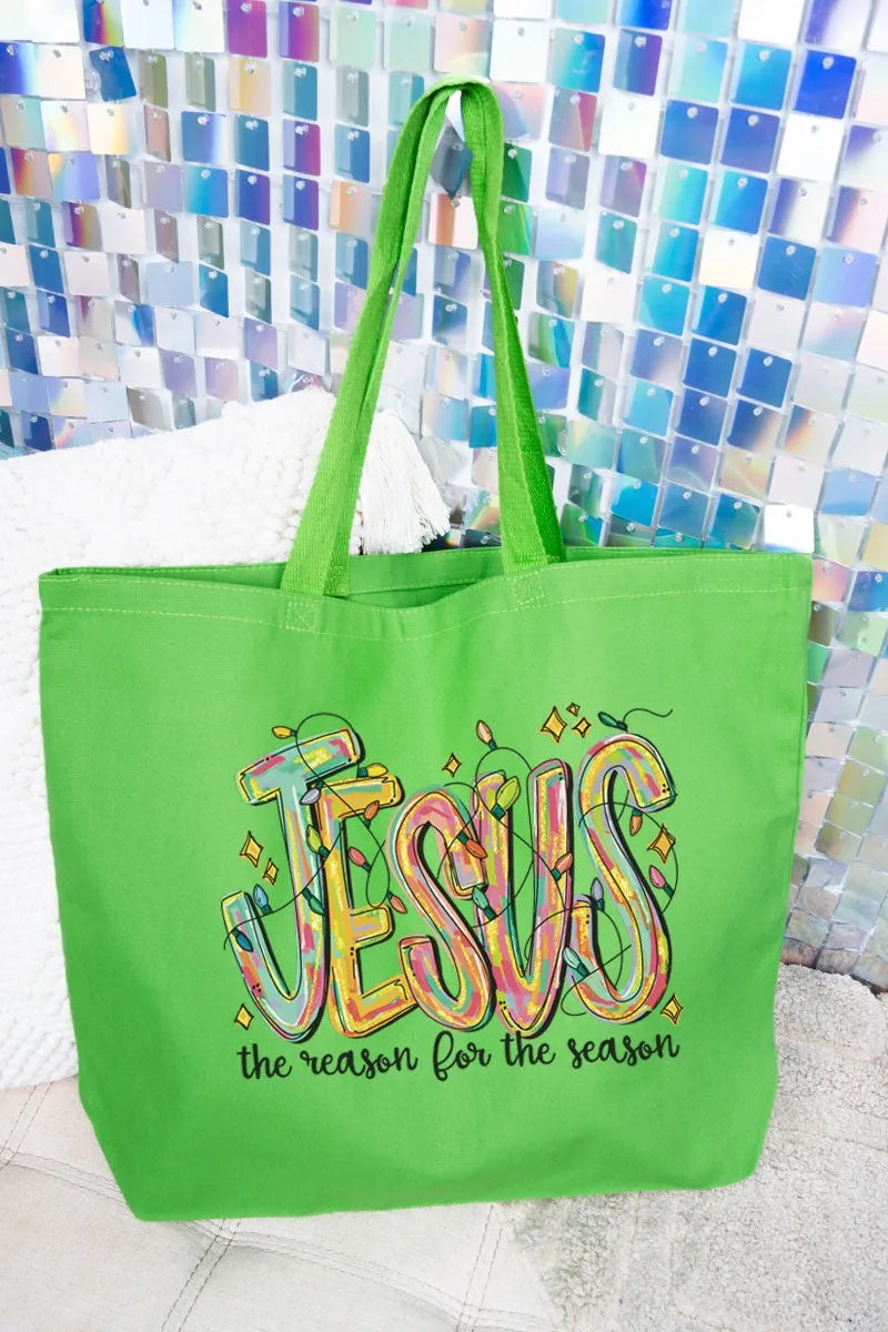 Jesus Is The Reason For The Season Canvas Jumbo Tote