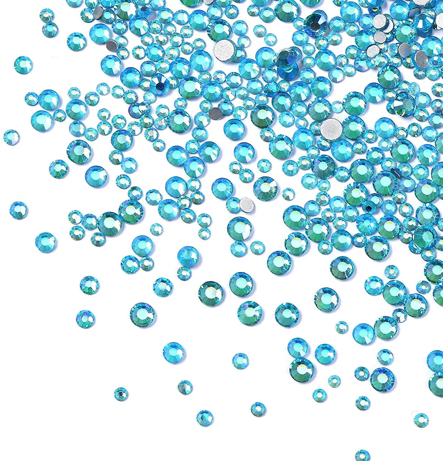 Jollin 3456pcs Flatback Rhinestones Glass Charms Diamantes Gems Stones for Nail Art 6 Size ss4~ss12 Crystal AB