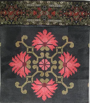 JP Needlepoint P 088 Flowers with Black & Gold