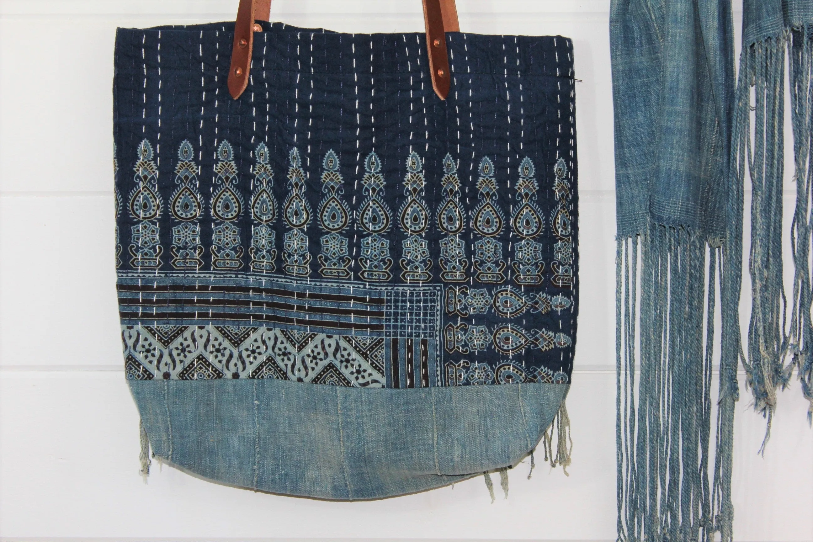 Kantha Quilt Fringe Tote