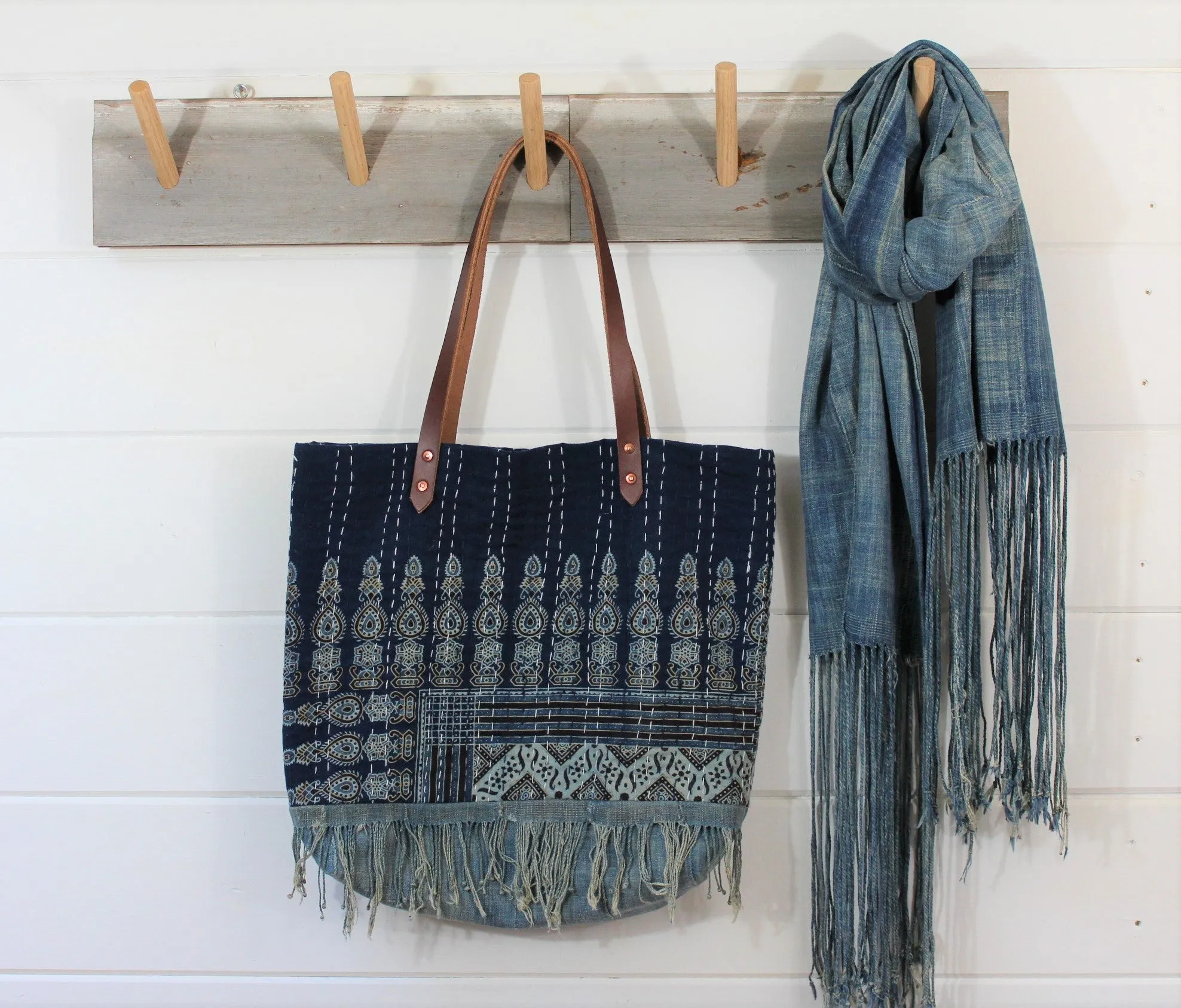 Kantha Quilt Fringe Tote