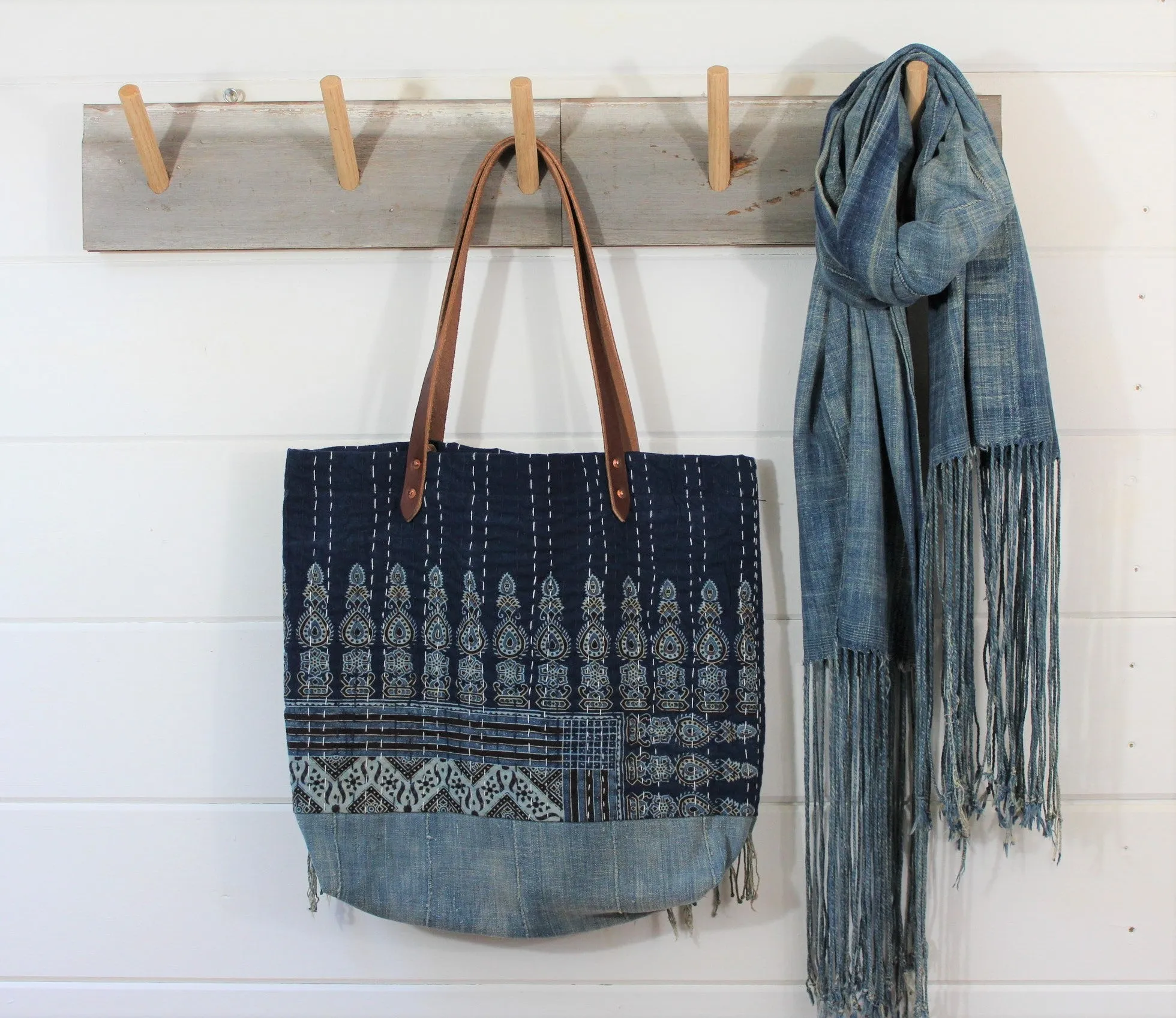 Kantha Quilt Fringe Tote