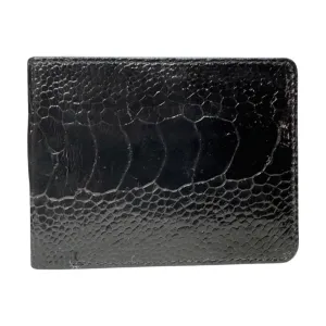 Kashani Black Ostrich Leg Bi-Fold Wallet