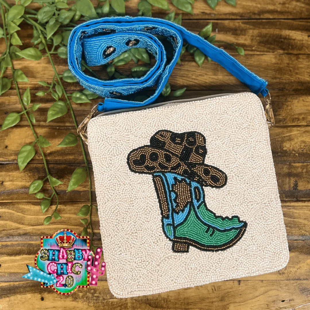 Leopard Hat and Boots Beaded Bag