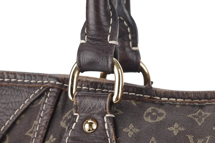 LOUIS VUITTON MINI LIN BASACE ANGELA (M95617) MONOGRAM CANVAS BROWN LEATHER TRIM GOLD HARDWARE WITH STRAP