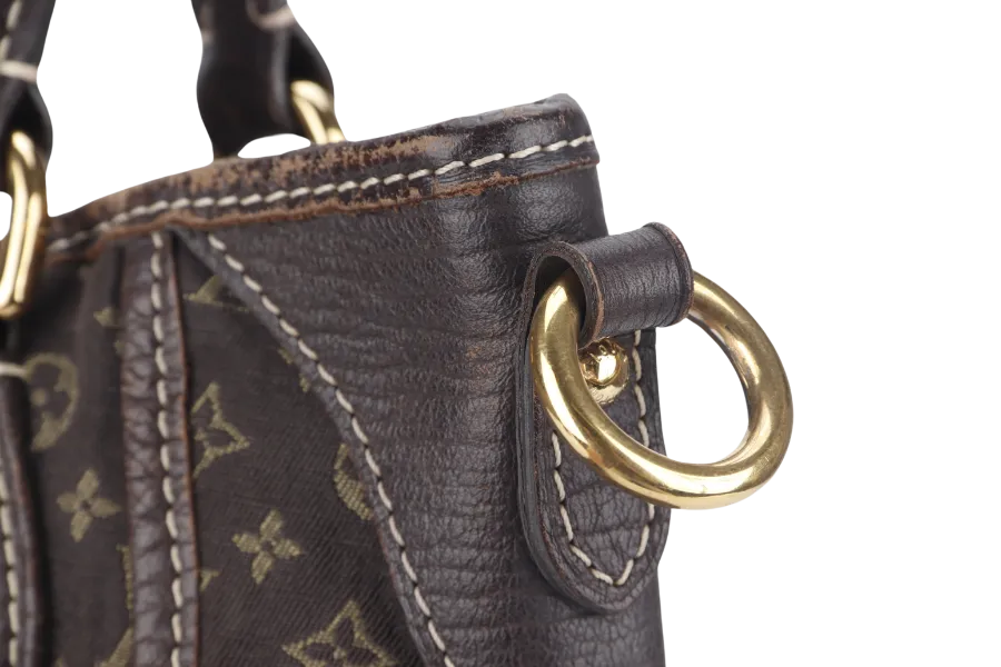 LOUIS VUITTON MINI LIN BASACE ANGELA (M95617) MONOGRAM CANVAS BROWN LEATHER TRIM GOLD HARDWARE WITH STRAP