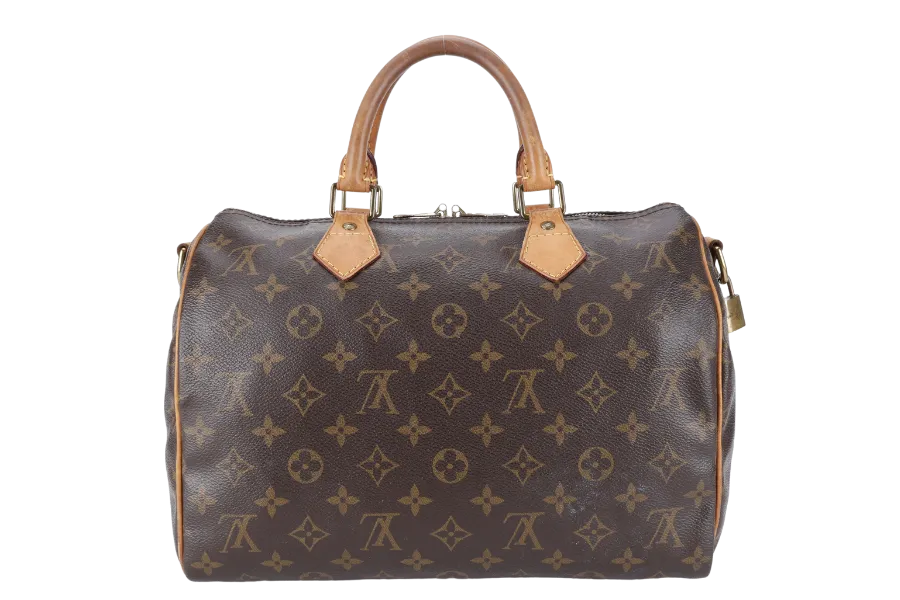LOUIS VUITTON SPEEDY BANDOULIERE 30 MONOGRAM CANVAS LEATHER GOLD HARDWARE WITH STRAPS, LOCK, DUST COVER AND BOX