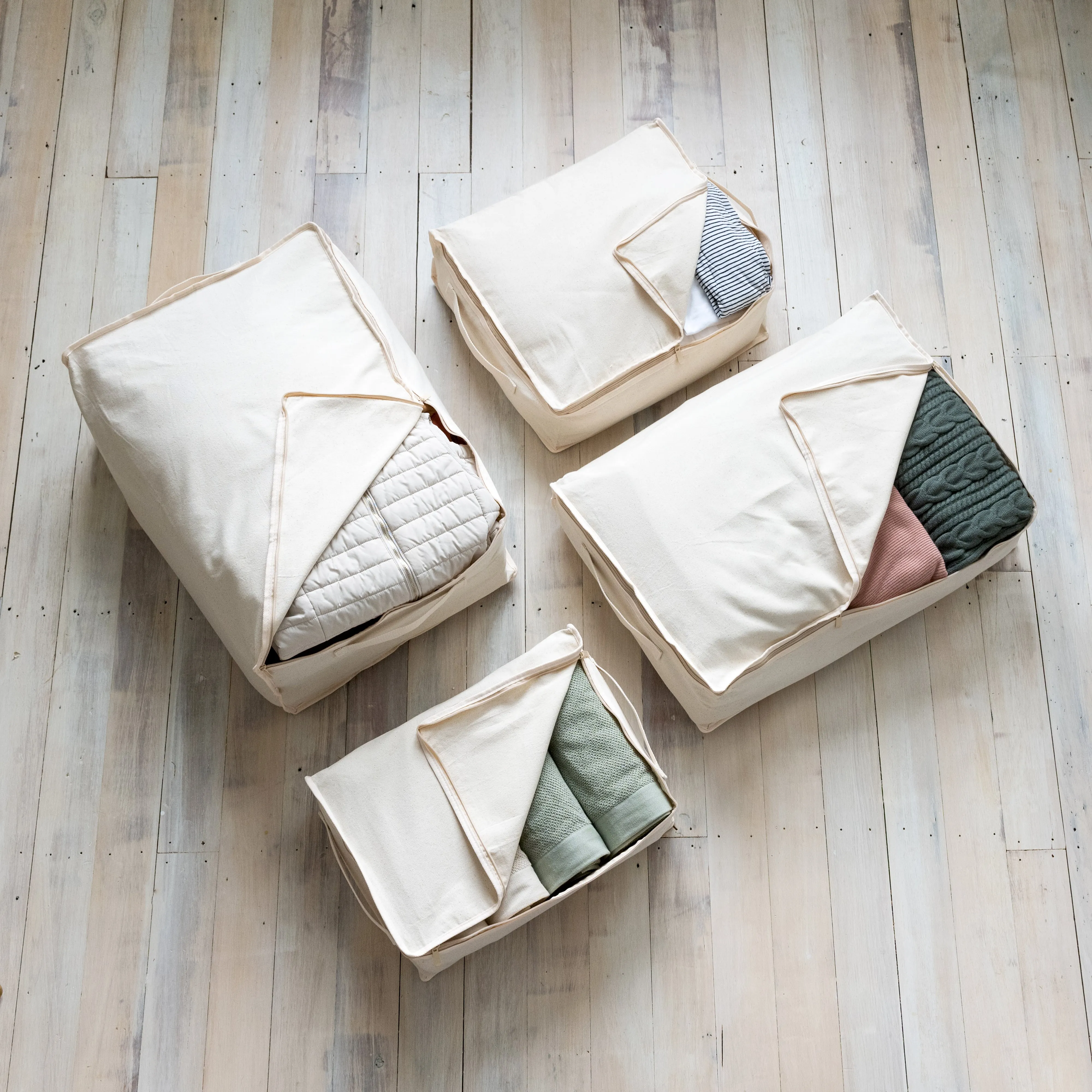 LUSH 10oz Extra Thick Pure Natural Cotton Storage Bags - Medium - ( Enhanced Zip Line & Extra Thick Handles)