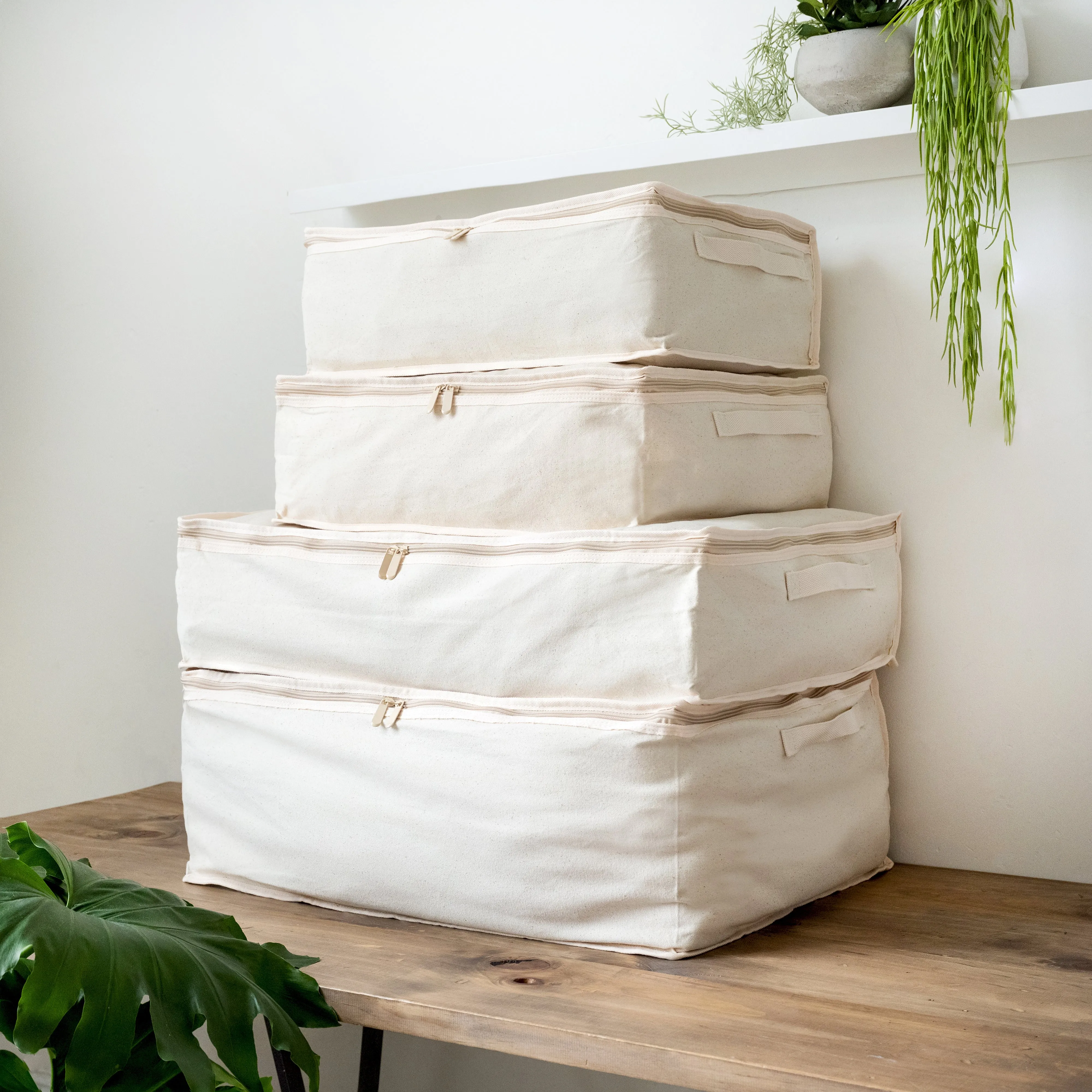 LUSH 10oz Extra Thick Pure Natural Cotton Storage Bags - Small - ( Enhanced Zip Line & Extra Thick Handles)