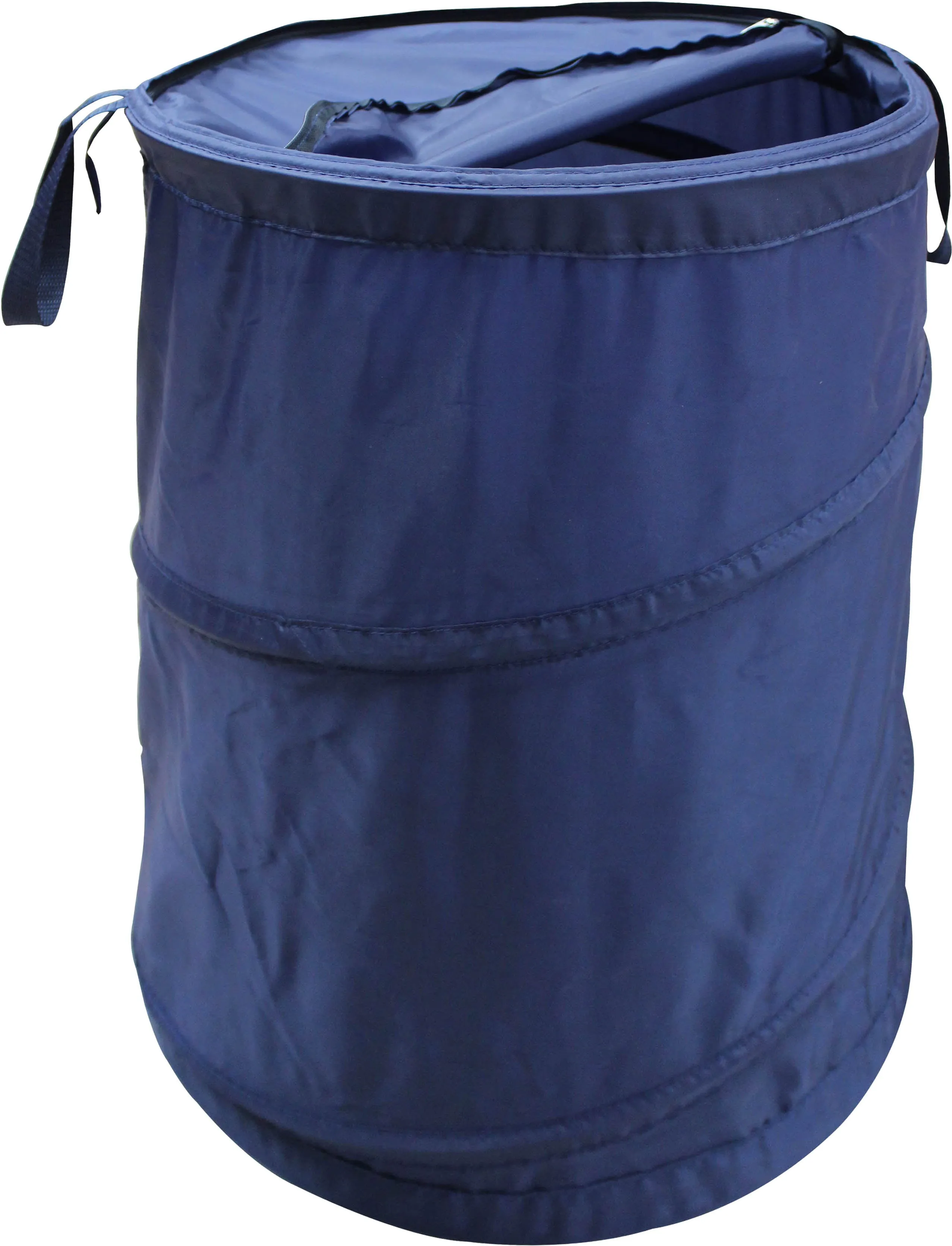 Mainstays Navy Polyester Spiral Pop-up Laundry Hamper with Zipper Lid