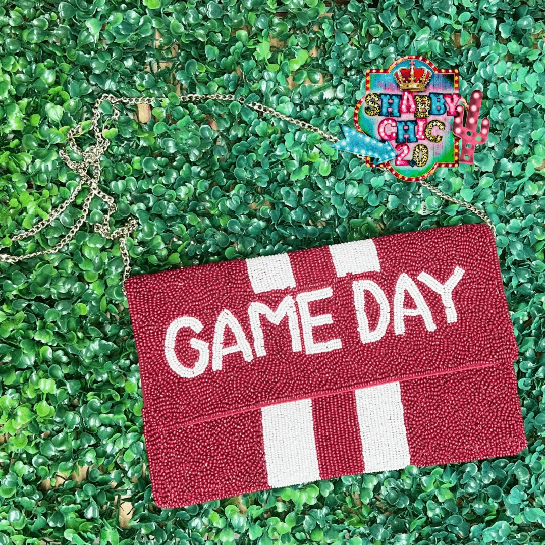 Maroon Game Day Beaded Bag