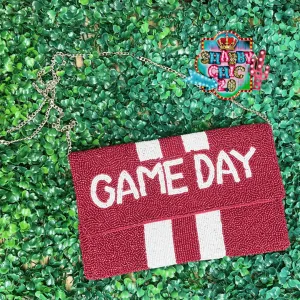 Maroon Game Day Beaded Bag