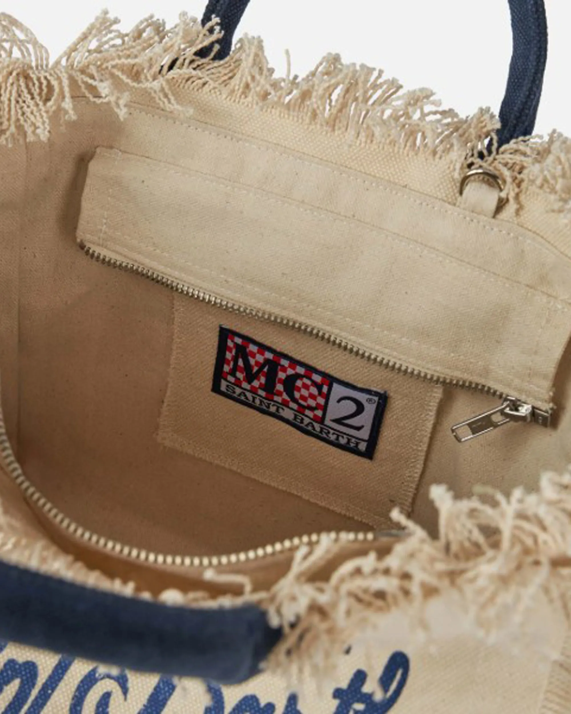 MC2 Saint Barth Borsa Colette i Canvas di Cotone Bianco Sporco