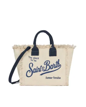 MC2 Saint Barth Borsa Colette i Canvas di Cotone Bianco Sporco