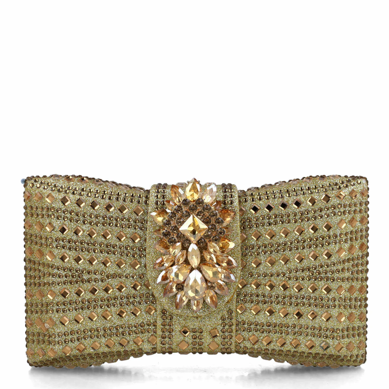 Menbur Gold Jewelled Box Clutch Bag