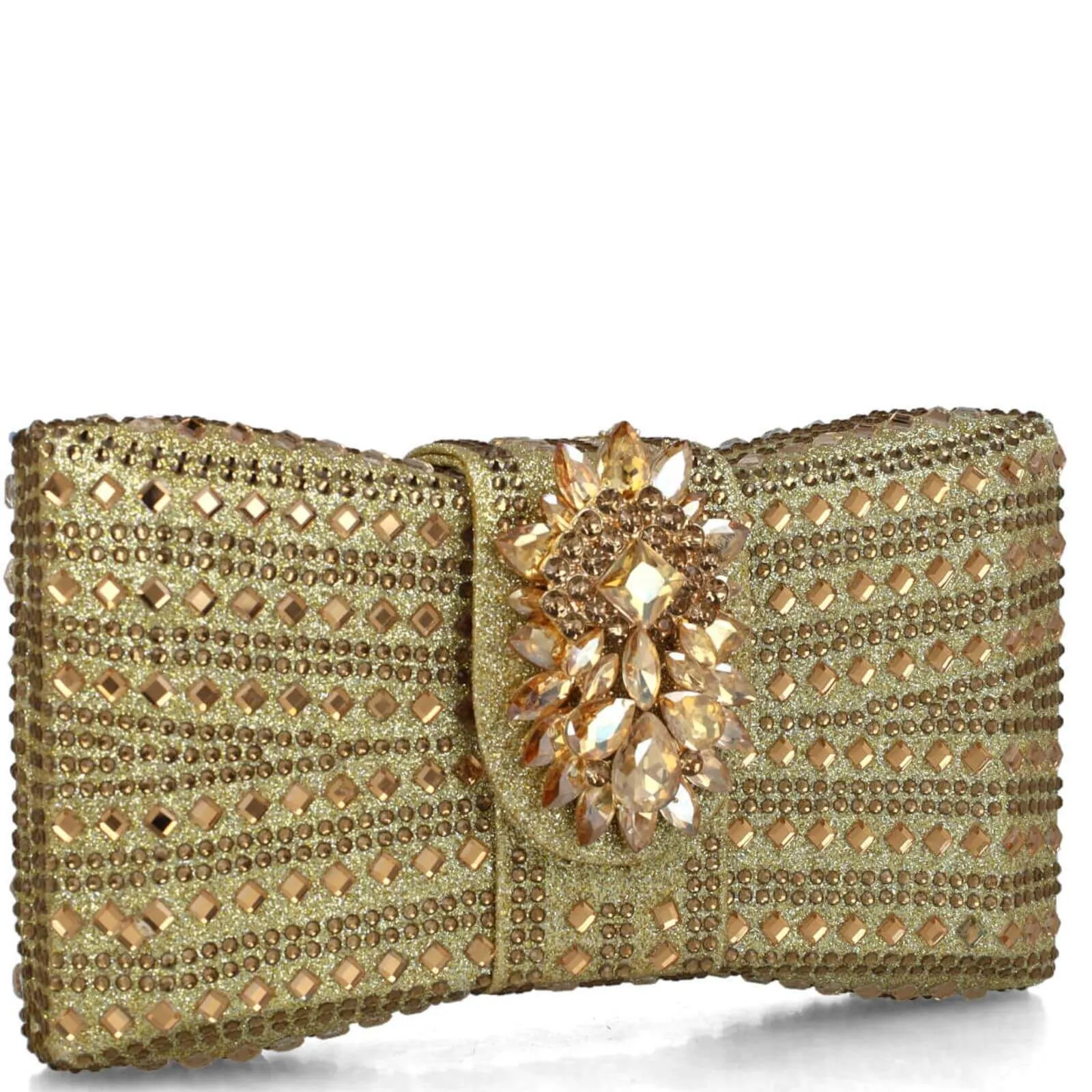 Menbur Gold Jewelled Box Clutch Bag