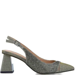 Menbur Grey Sparkly Sling Back Shoes
