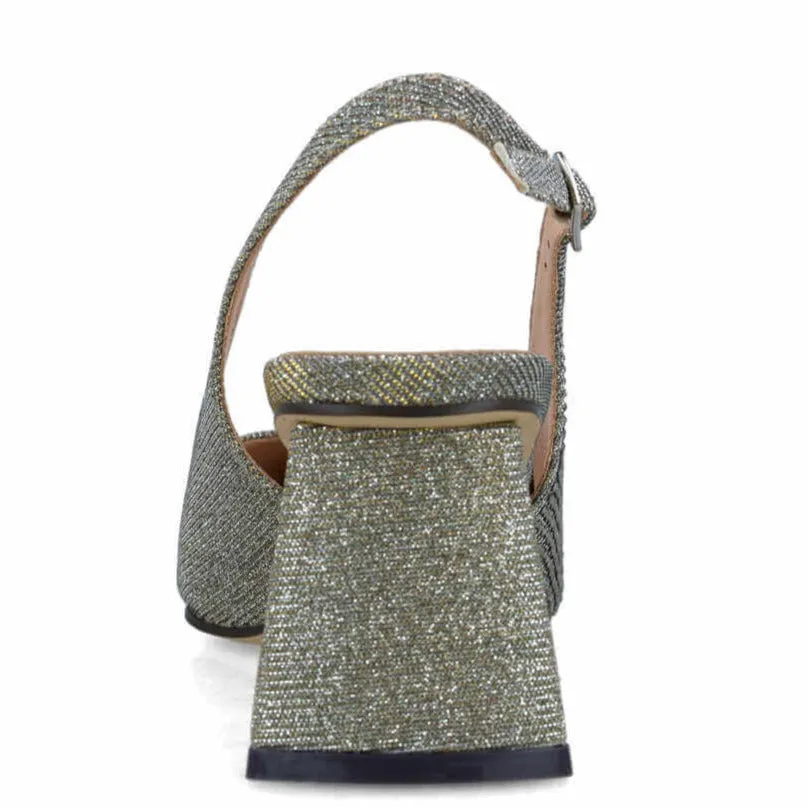 Menbur Grey Sparkly Sling Back Shoes