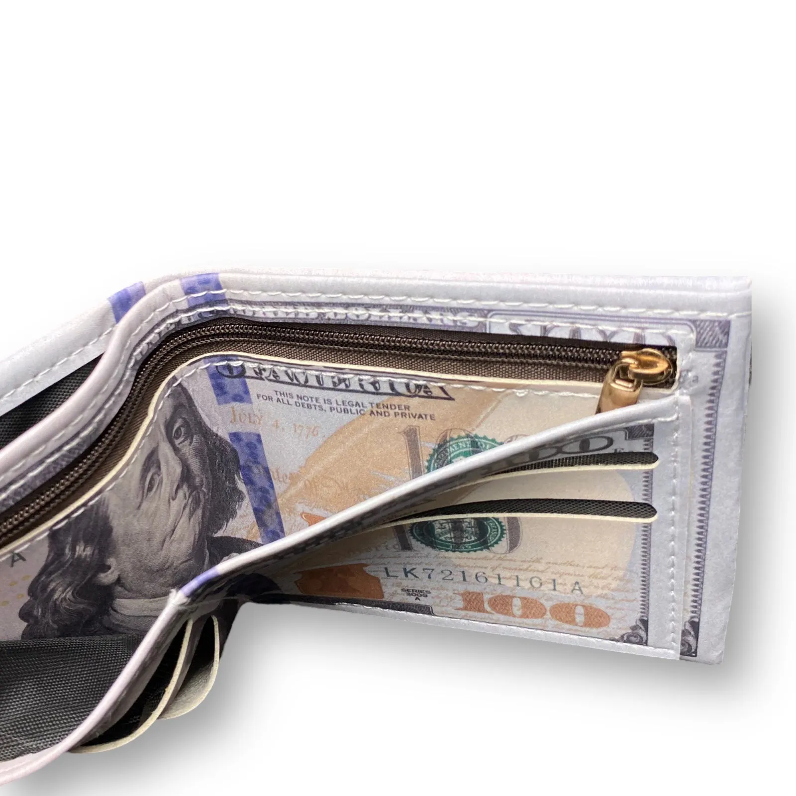 Mens 100 Bill Printed Leather Bifold Novelty Wallet