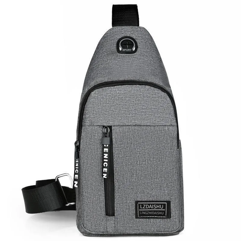 Men's Bag Solid Color Men's Chest Bag Outdoor Casual Fashionable Small Satchel Canvas Handbag Zipper Messenger Fashion Bags
